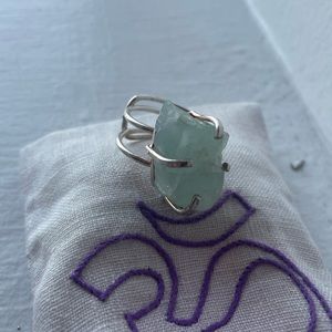 SOLD Raw Aquamarine Crystal Silver Ring